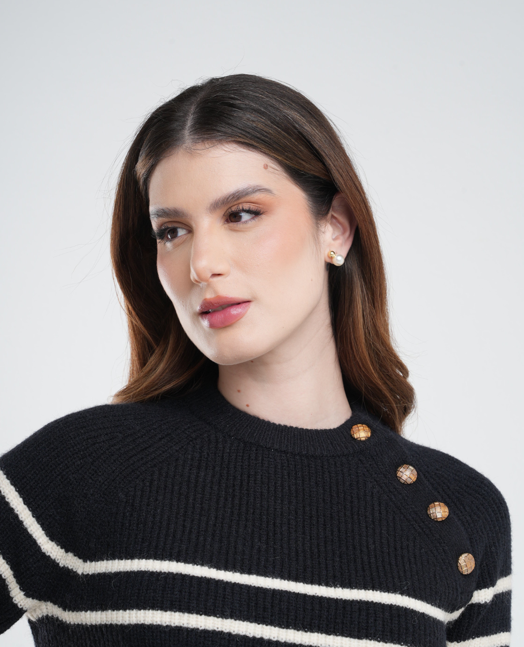 Saco rayas - botones Negro