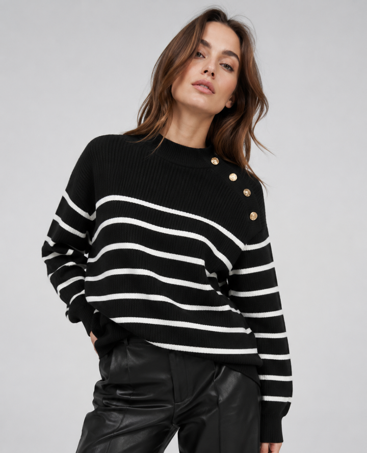 Saco rayas - botones Negro