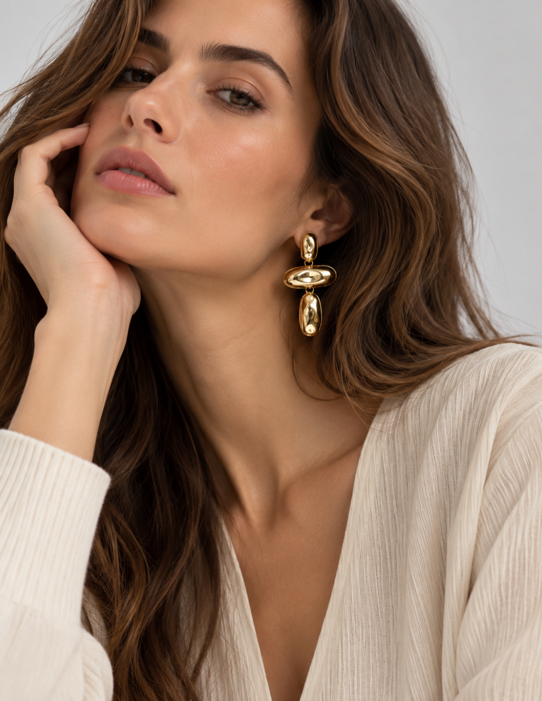 Aretes Ovalados Geometricos Dorados