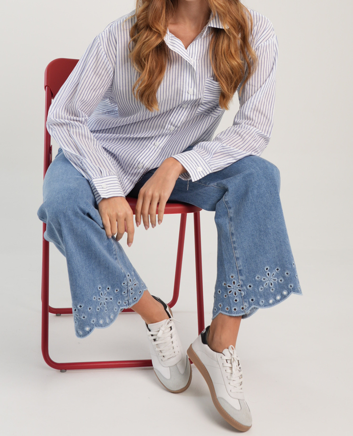 Pantalón Denim Ojalillo Azul