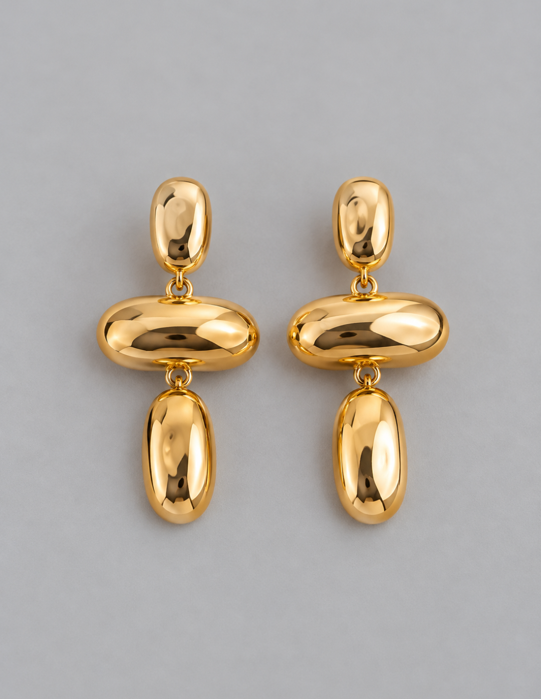 Aretes Ovalados Geometricos Dorados
