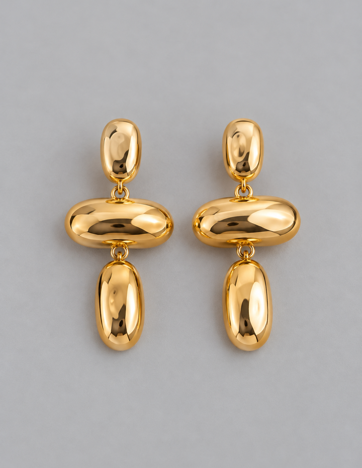 Aretes Ovalados Geometricos Dorados