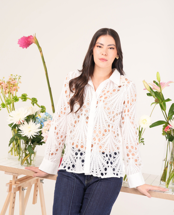 Camisa en Organza Blanca