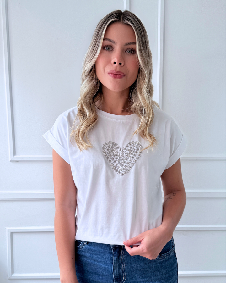 Camiseta Corazon Silver Blanca