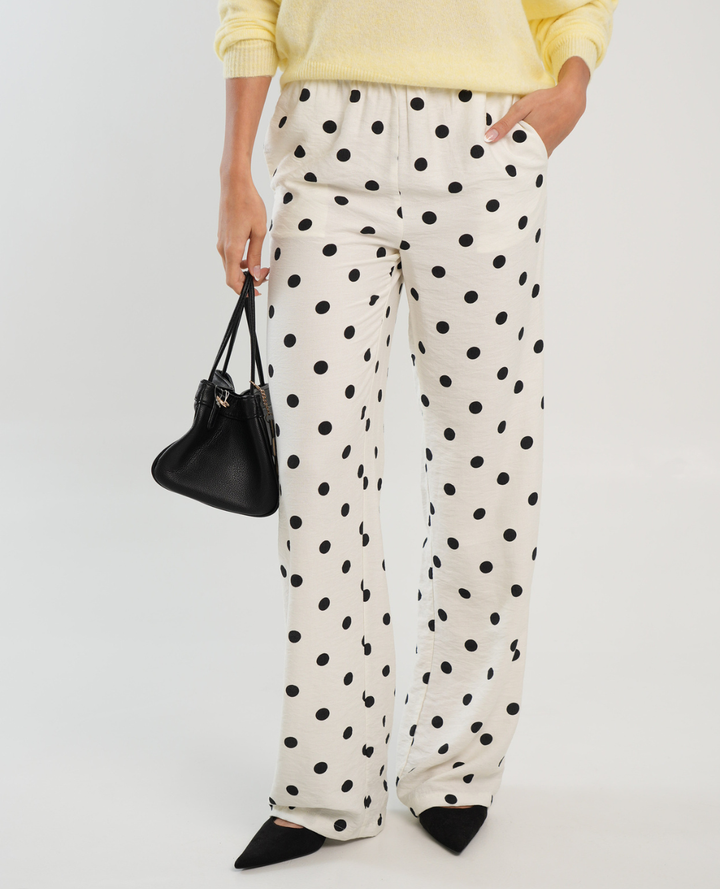 Pantalón Lino Dots Blanco