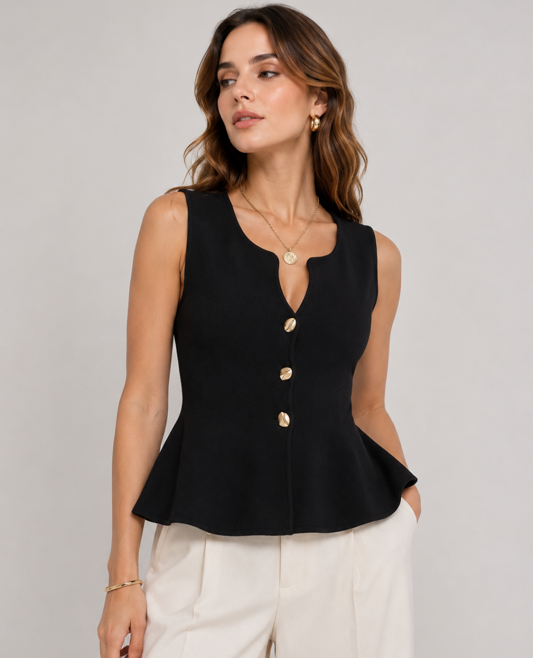 Chaleco Peplum Negro