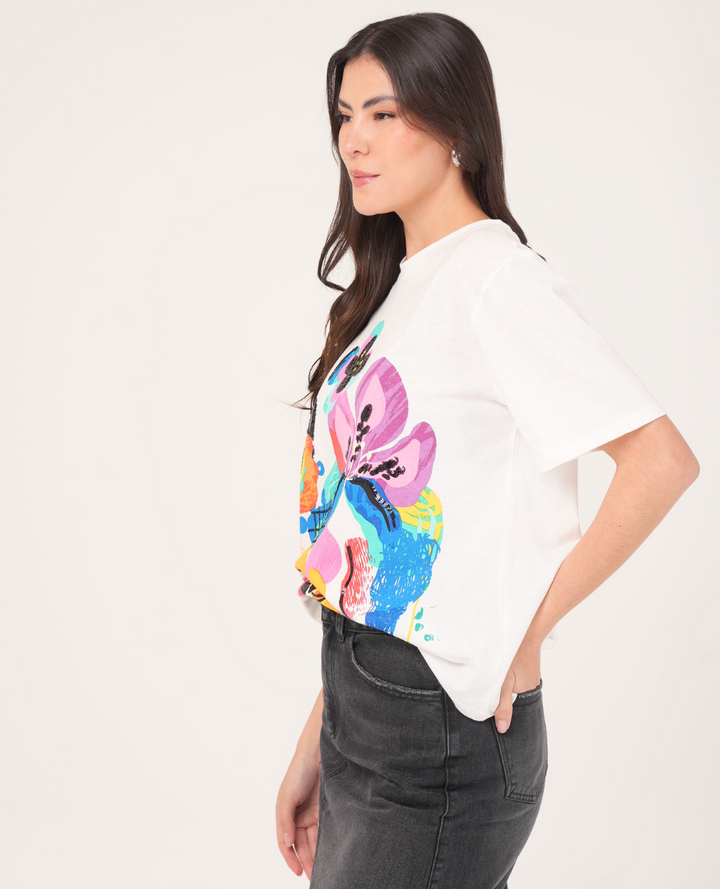 Camiseta estampada orquideas