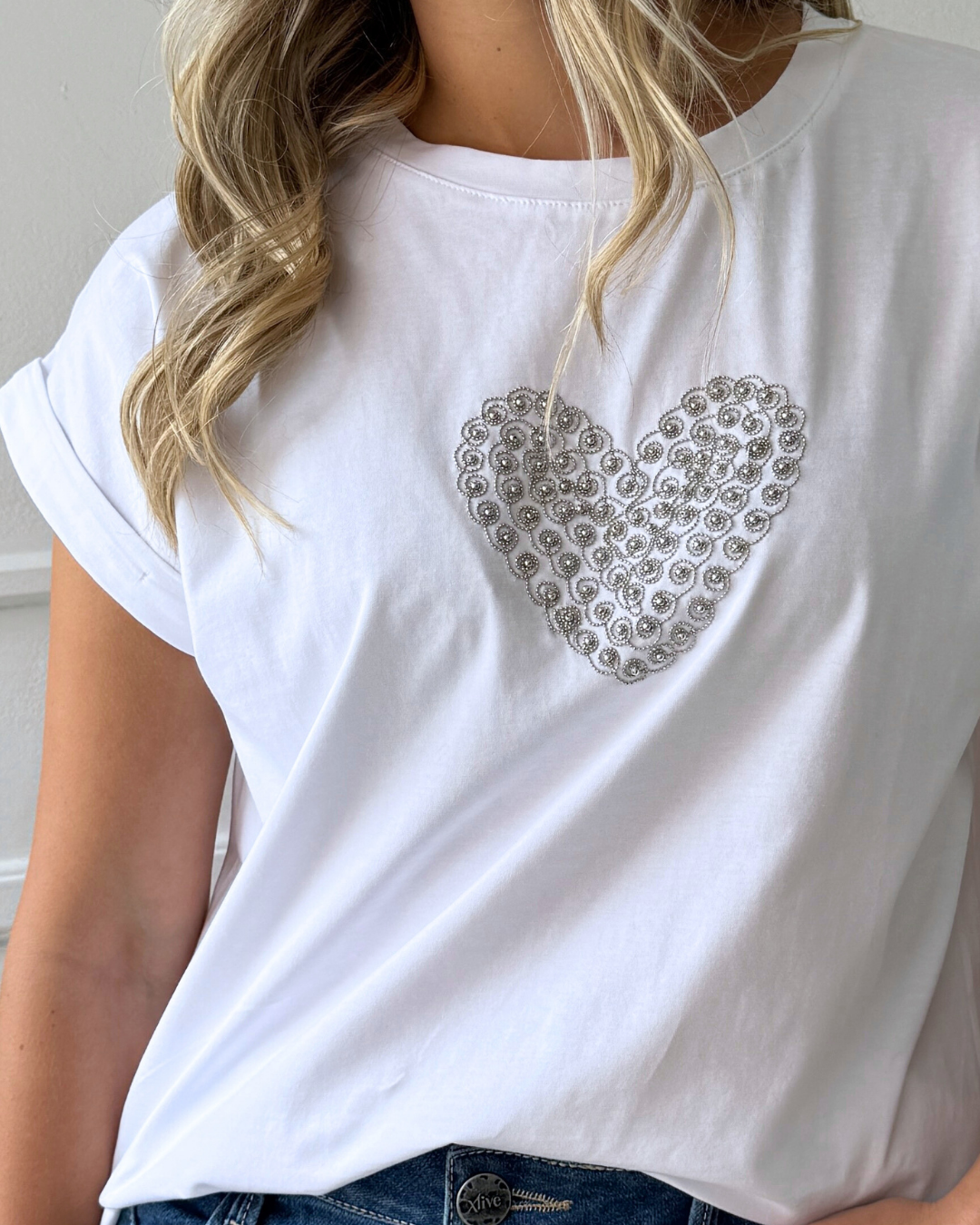 Camiseta Corazon Silver Blanca