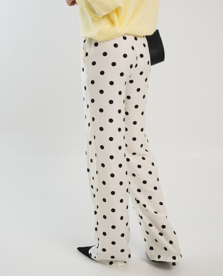 Pantalón Lino Dots Blanco