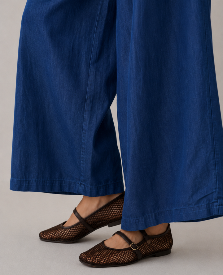 Pantalon Chambray Ancho Azul