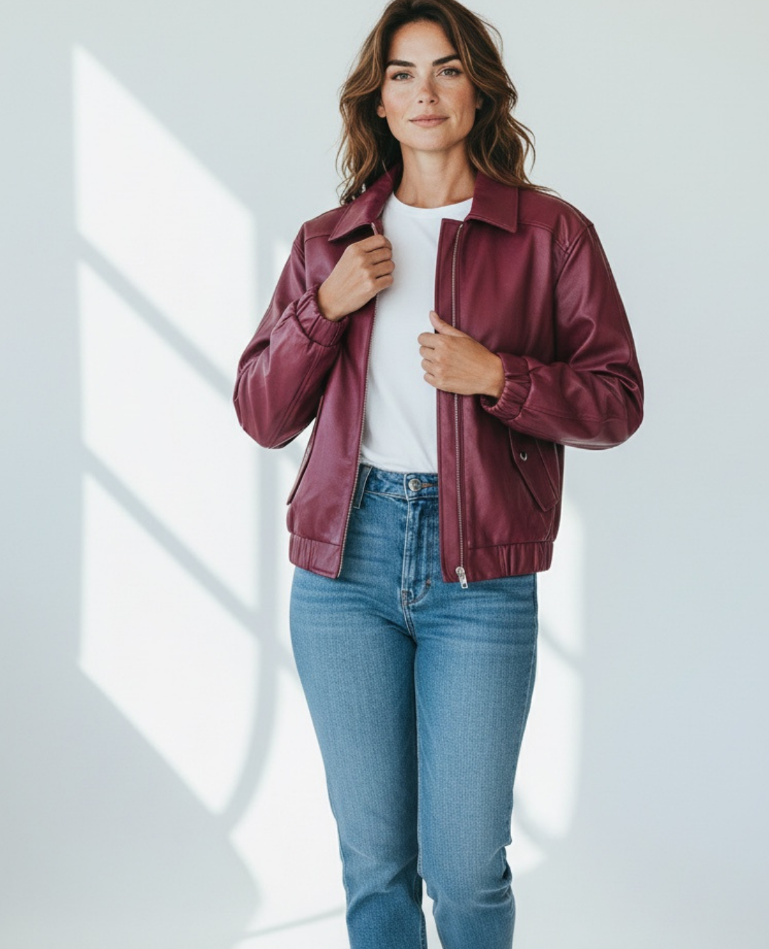 Chaqueta Oversize Cuerina Vinotinto