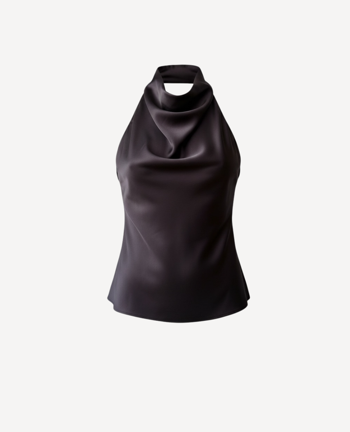 Top Halter Satin Cafe