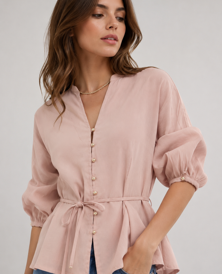 Blusa Velo Botones Rosa
