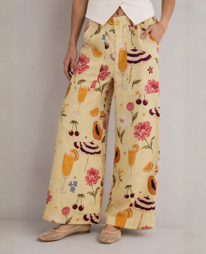 Pantalón estampado Picnic Amarillo