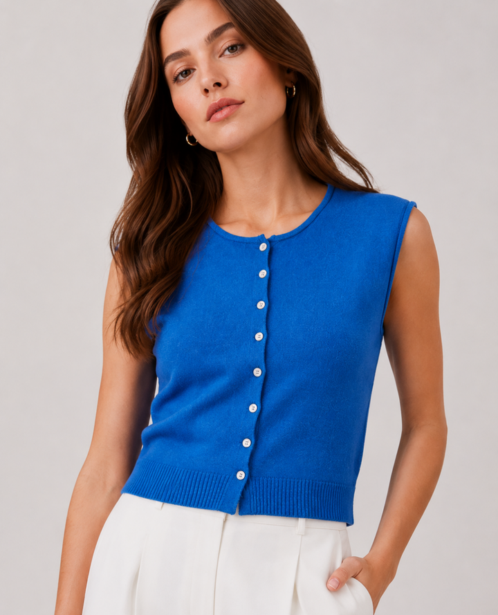 Chaleco Tejido botones azul