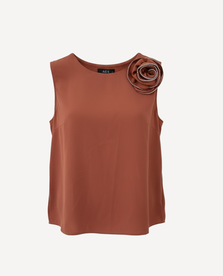 Blusa Seda flor terracota