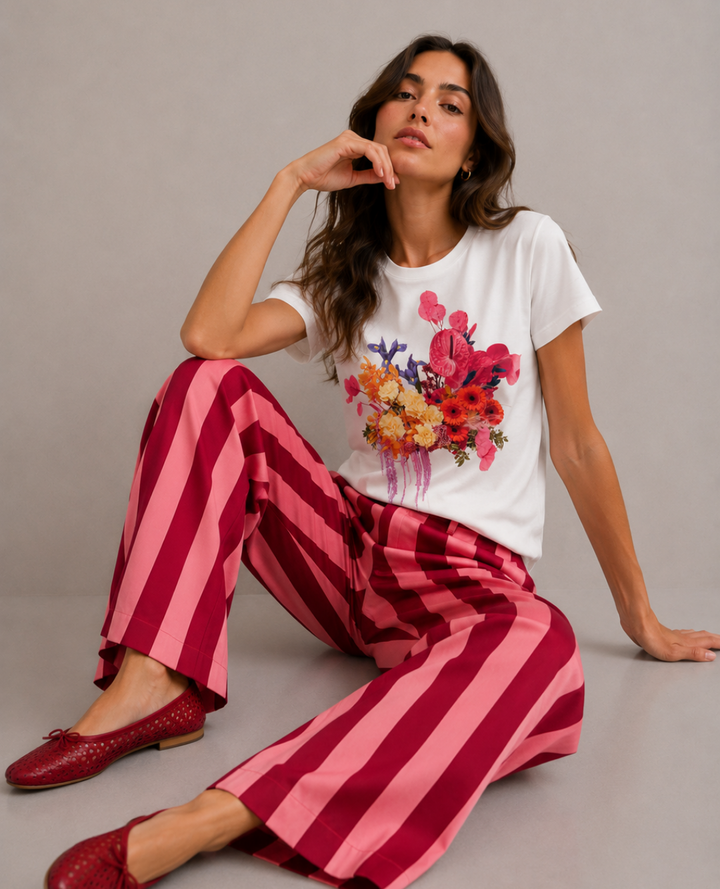 Pantalón Rayas Fucsia Vino
