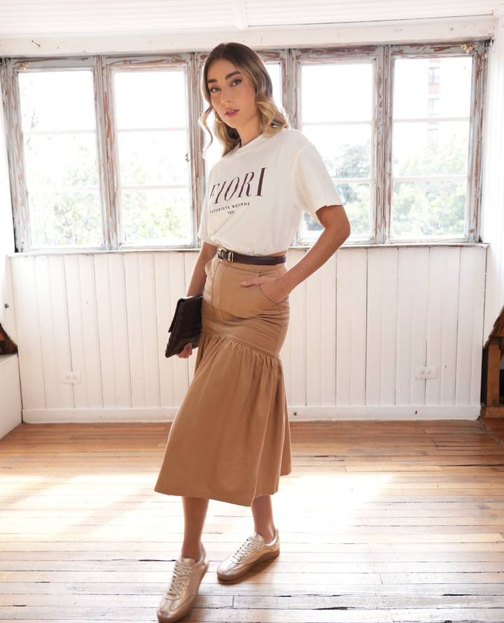 Falda entallada Bolero Mitu Camel