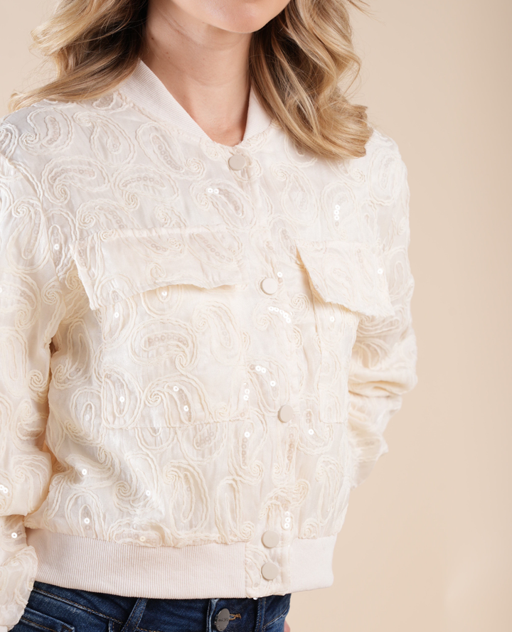 Chaqueta con Lentejuelas Beige