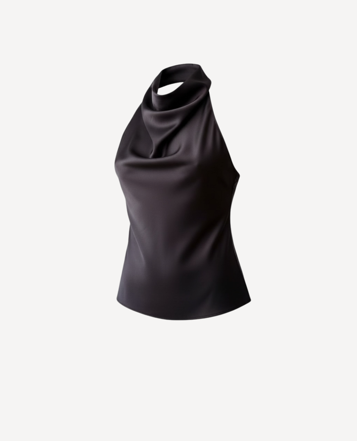 Top Halter Satin Cafe