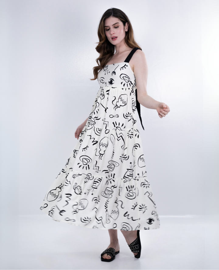 Vestido estampado Tiras Negras