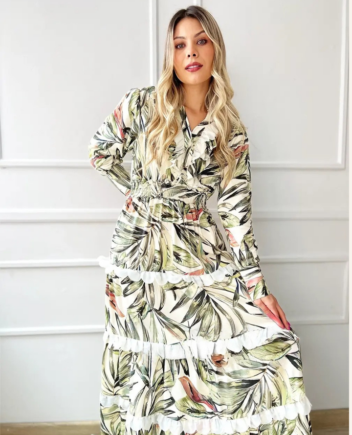 Vestido de pétalos Zoey Beige