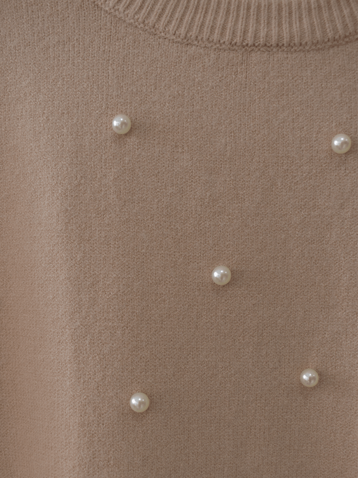 Saco manga corta perlas beige