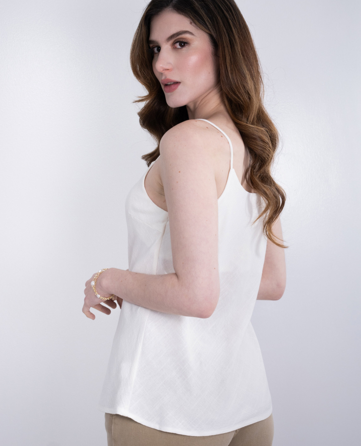 Top tiras blanco lino