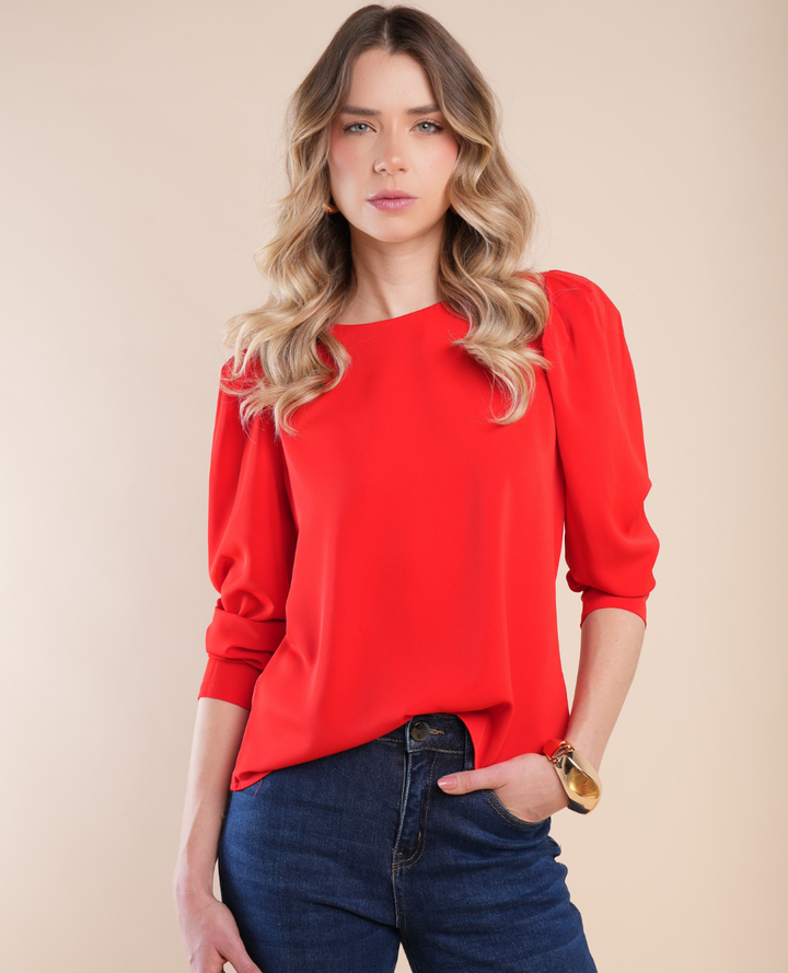 Blusa Manga Puff Roja