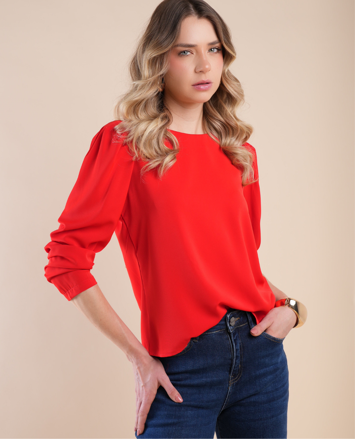 Blusa Manga Puff Roja