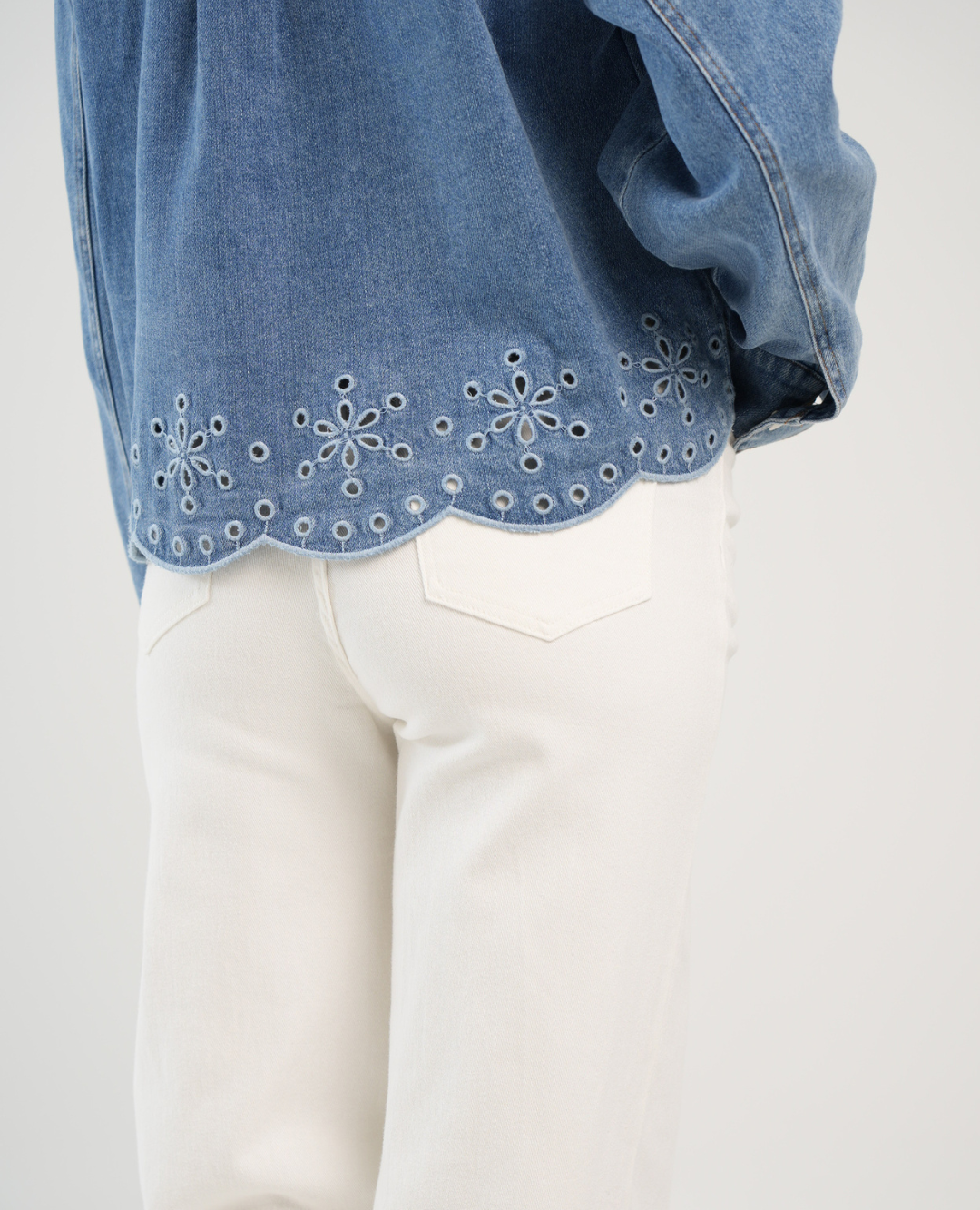 Jean Denim High Rise Blanco