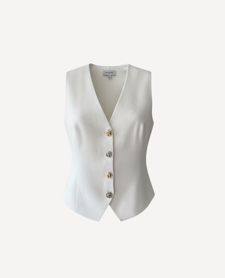 Chaleco Tejido Botones Marfil