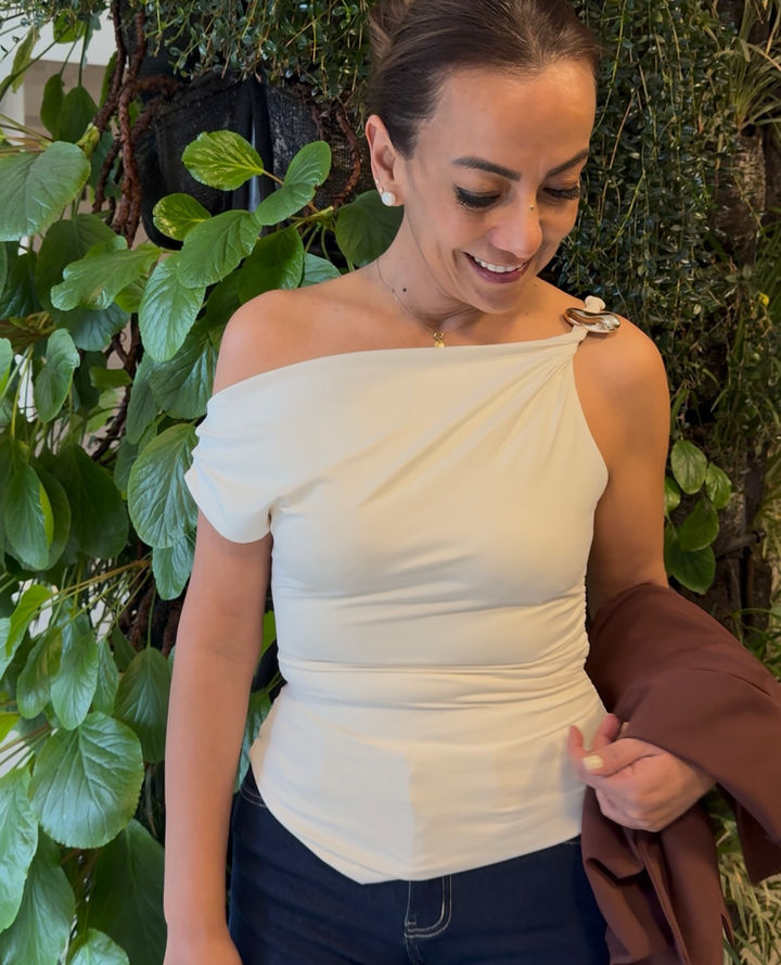 Top Licra Nudo Blanco