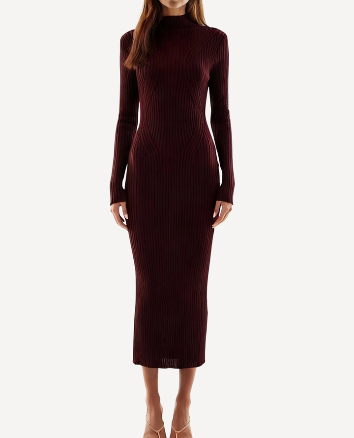 Vestido ajustado acanalado vino