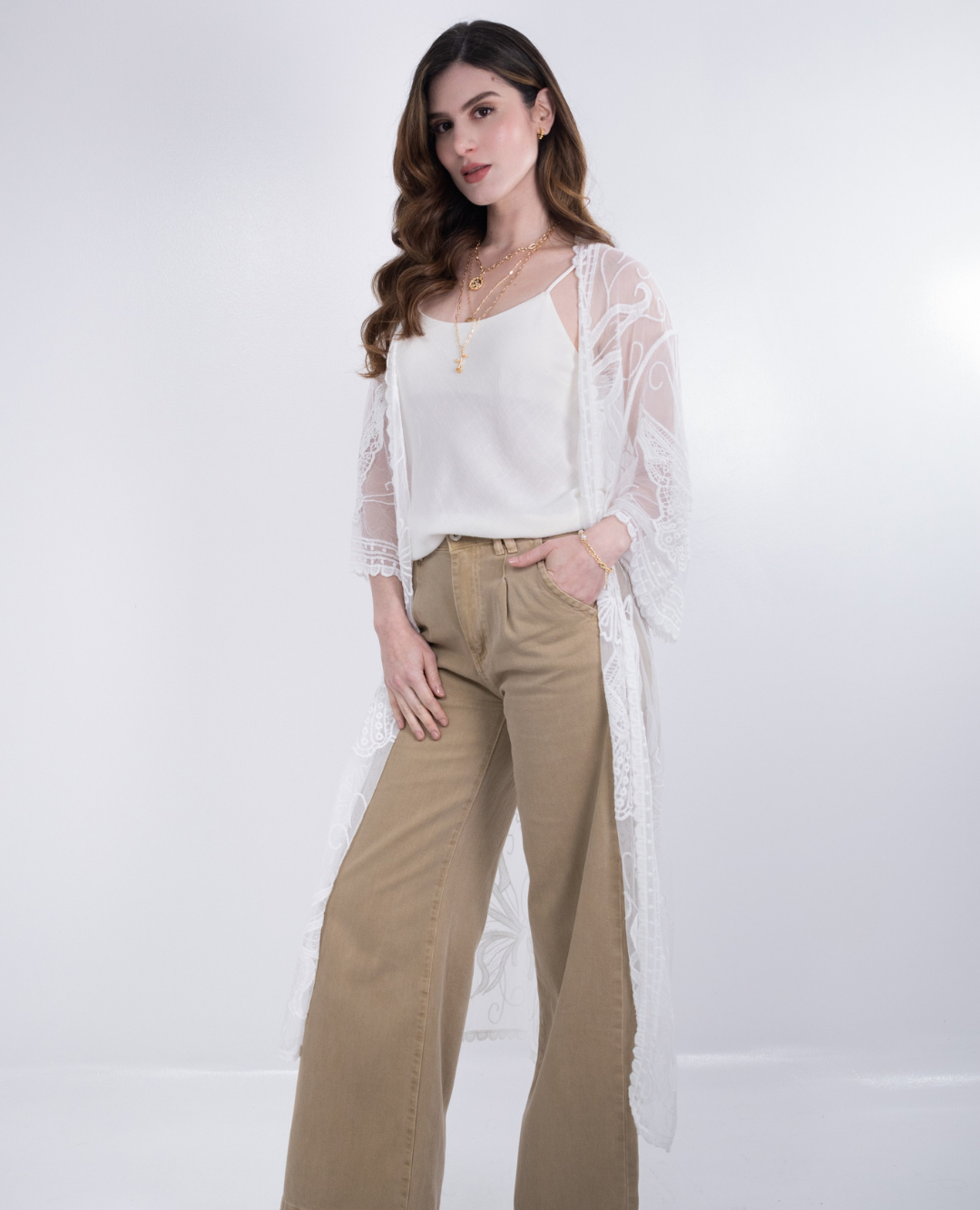 Kimono en malla Blanco
