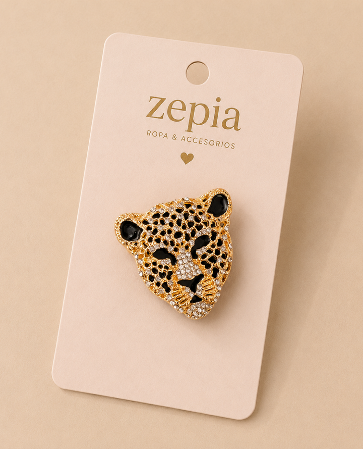 Prendedor leopardo Dorado