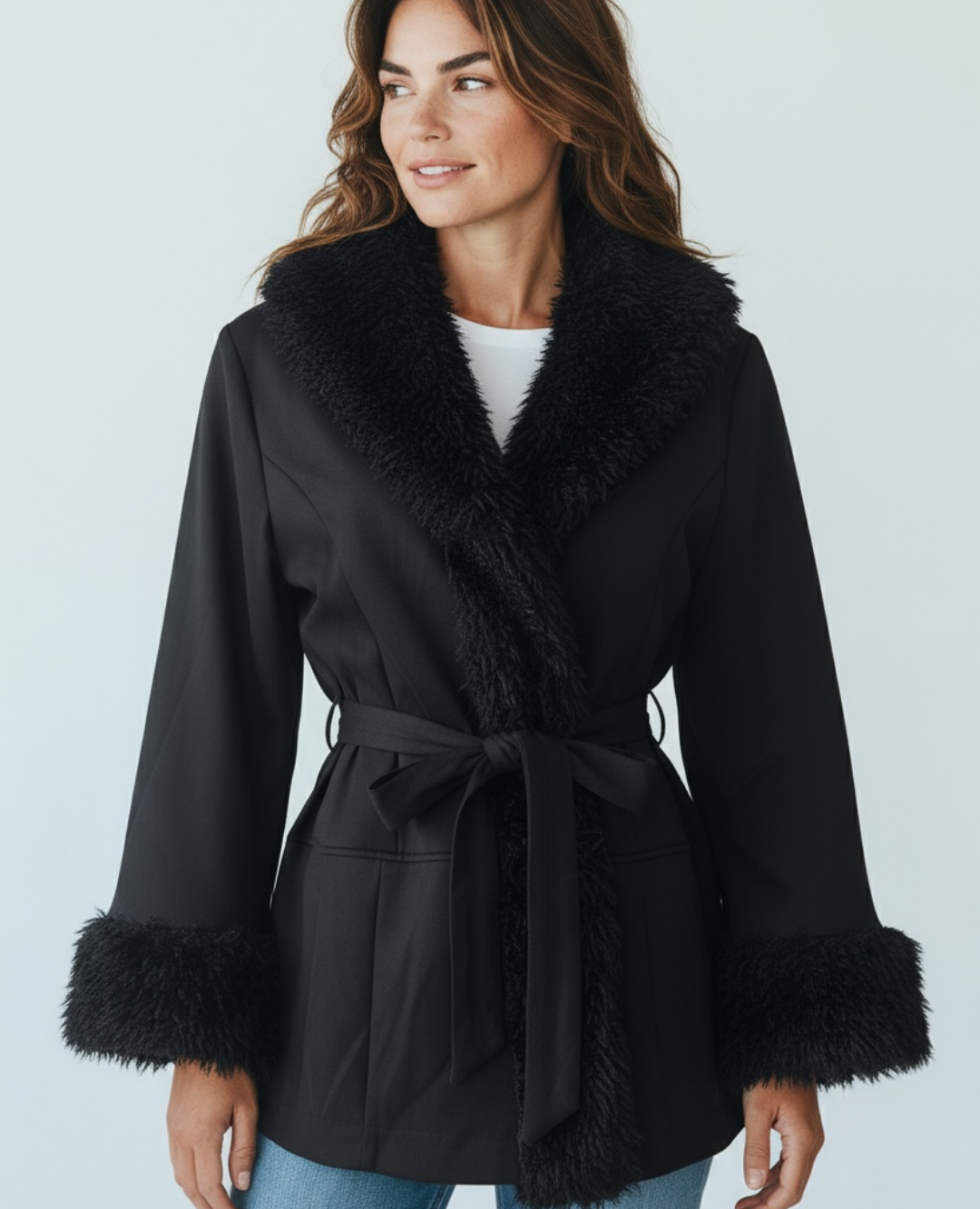 Gabardina Gamuza cuello peluche