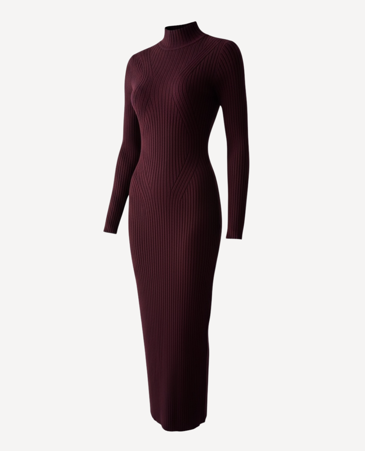 Vestido ajustado acanalado vino