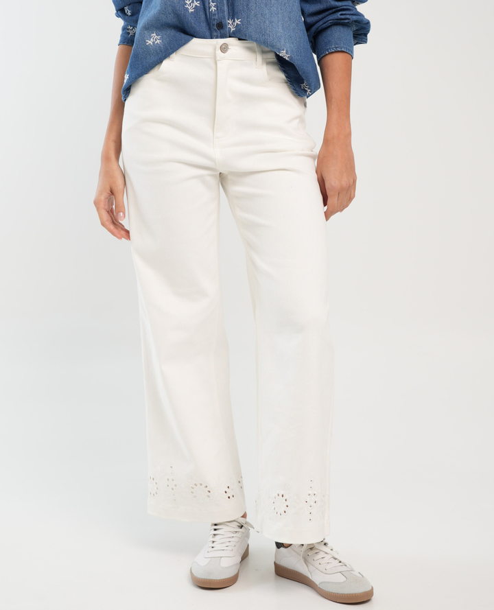 Pantalón Denim Ojalillo Blanco