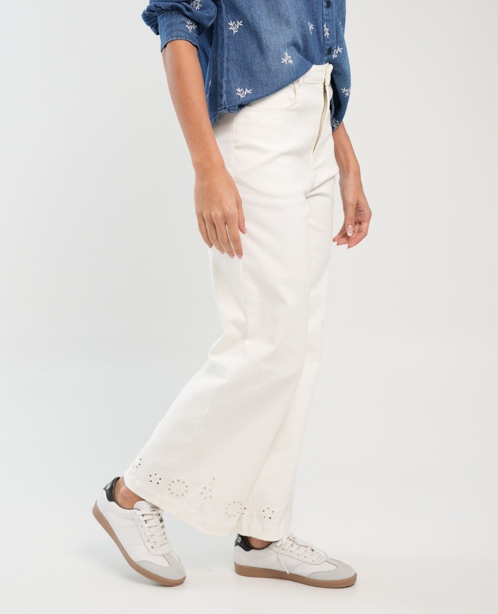 Pantalón Denim Ojalillo Blanco