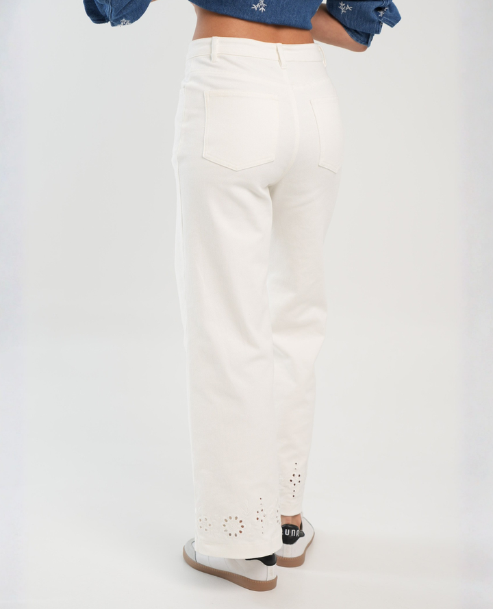 Pantalón Denim Ojalillo Blanco