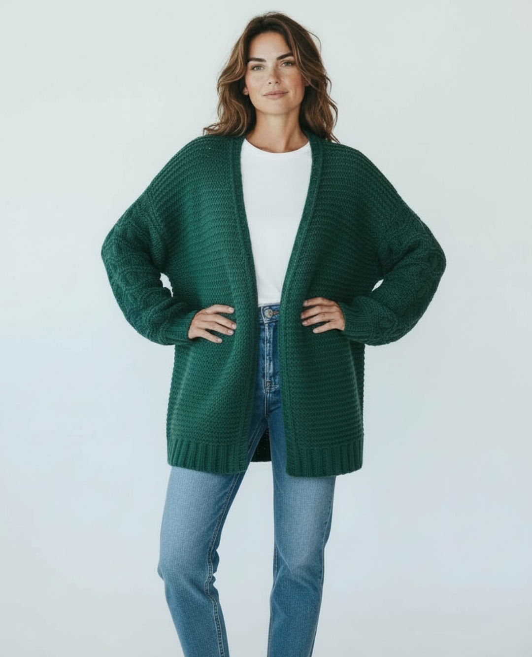 Cardigan Tejido Verde Pino