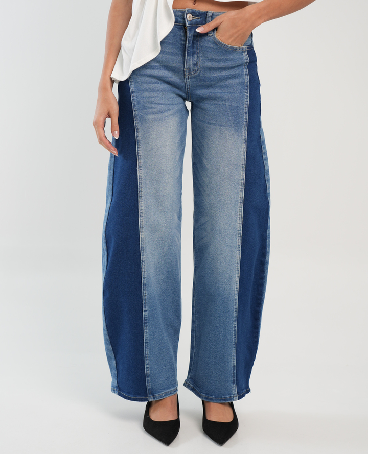 Jean Barrel Corte Doble Color
