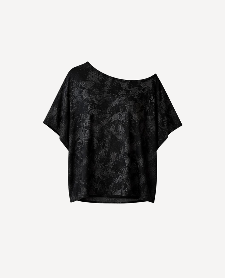 Blusa Ranglan Metalizada Negra