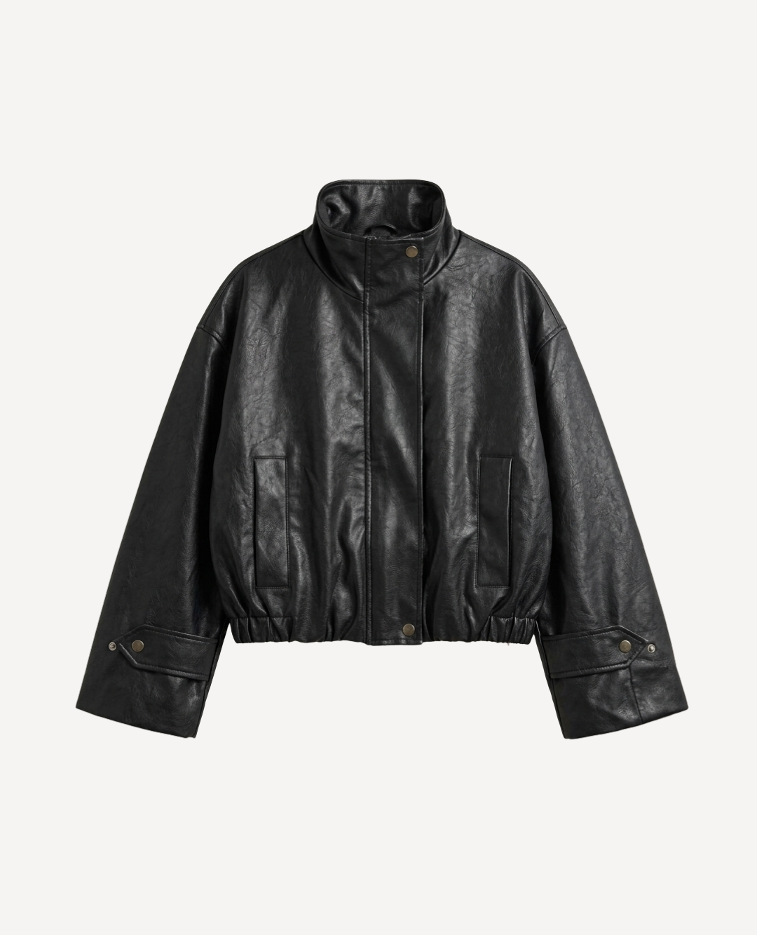 Chaqueta Turn Cuero Craquelado Negra