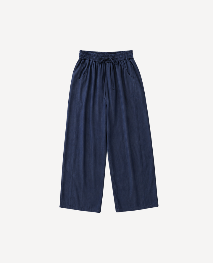 Pantalon Chambray Ancho Azul Oscuro
