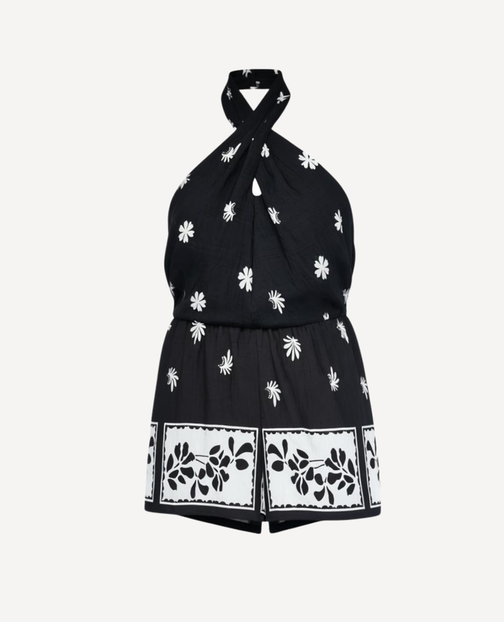 Jumpsuit Halter Estampado negro