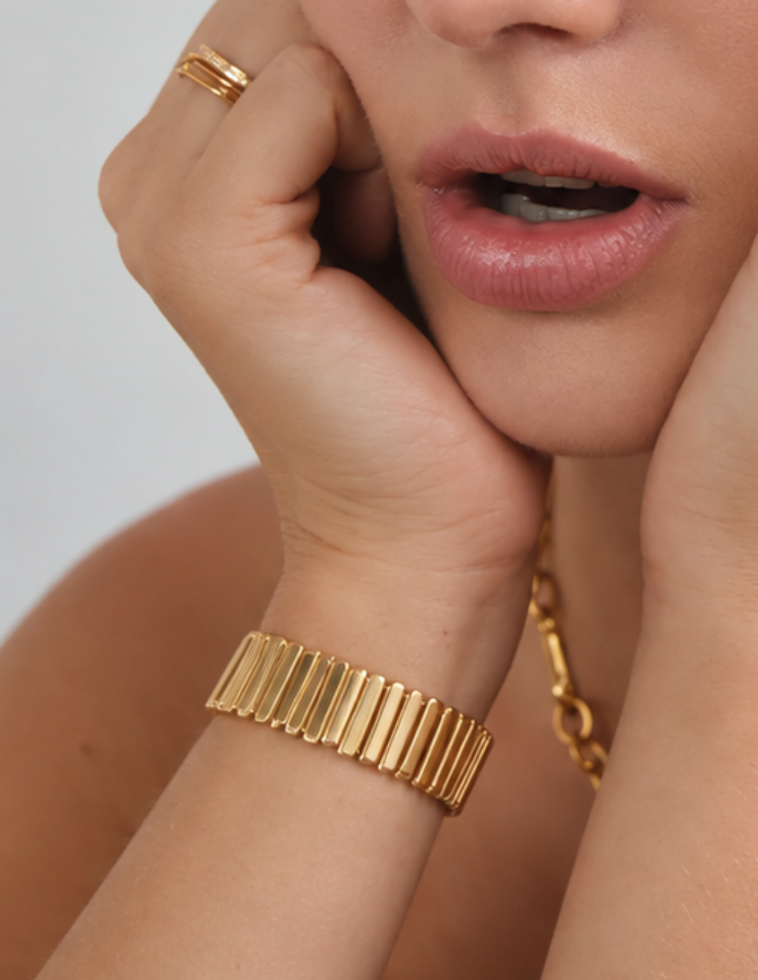 Pulsera Eslabon Retangular Dorado