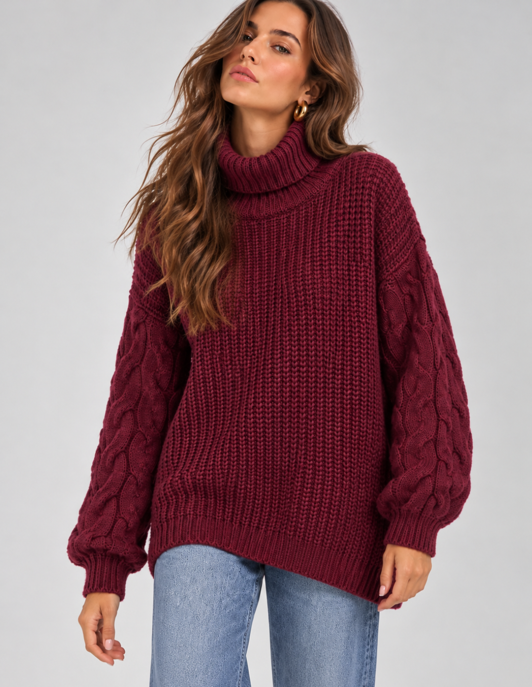 Saco Cuello Tortuga Vino Oversize