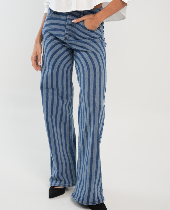 Jean Rayas Wide Leg Azul